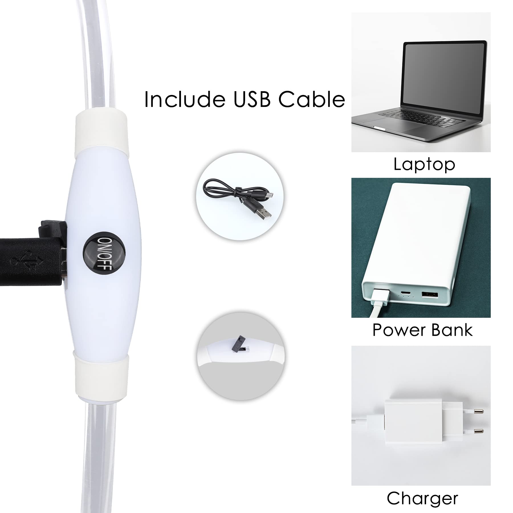 Coolzon Rechargeable and Waterproof Luminous Dog Collar with 3 Light Modes, Adjustable Length LED Collars for Dogs Cats Small Medium Large, Red