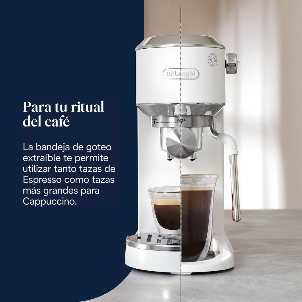 De'Longhi Dedica – Stainless Steel Pump Coffee Maker for Ground Coffee or Single Serve Coffee Maker, Espresso and Cappuccino, 1.3 Liter Reservoir, Anti-Drip System, EC685.BK, Black