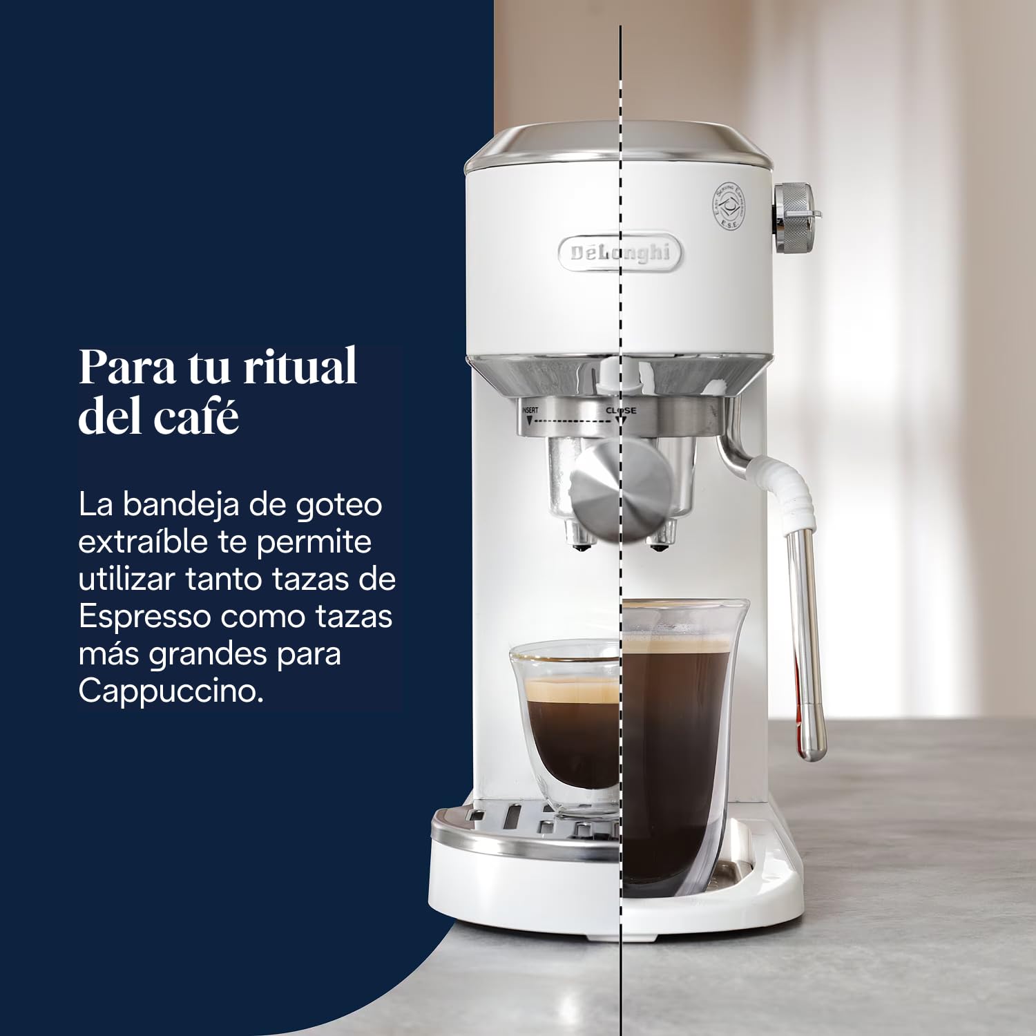 De'Longhi Dedica – Stainless Steel Pump Coffee Maker for Ground Coffee or Single Serve Coffee Maker, Espresso and Cappuccino, 1.3 Liter Reservoir, Anti-Drip System, EC685.BK, Black