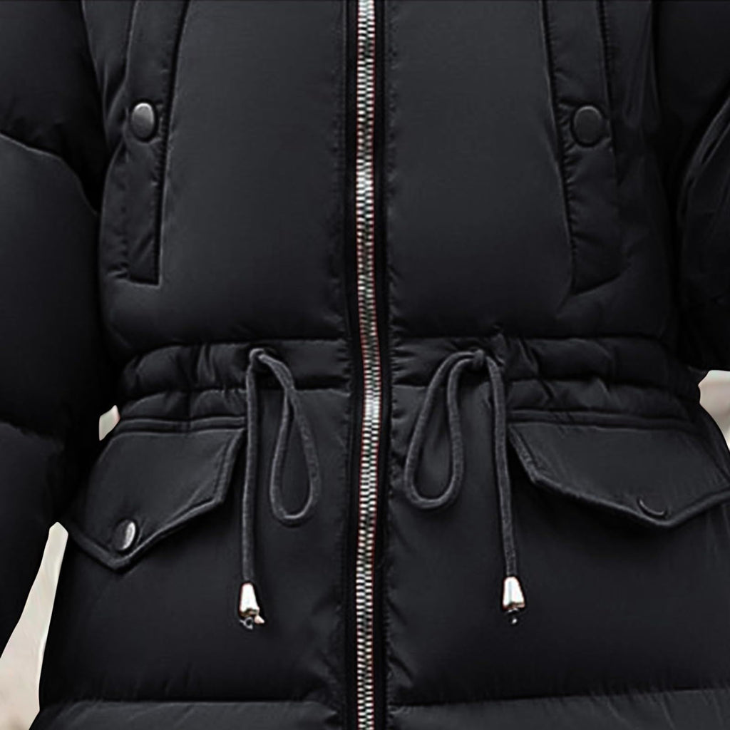 Women's Warm Winter Coat with Hood Thick Padded Jacket Winter Cotton Jacket with Hood, Plush Outer Coat with Waist, Ski Coat and