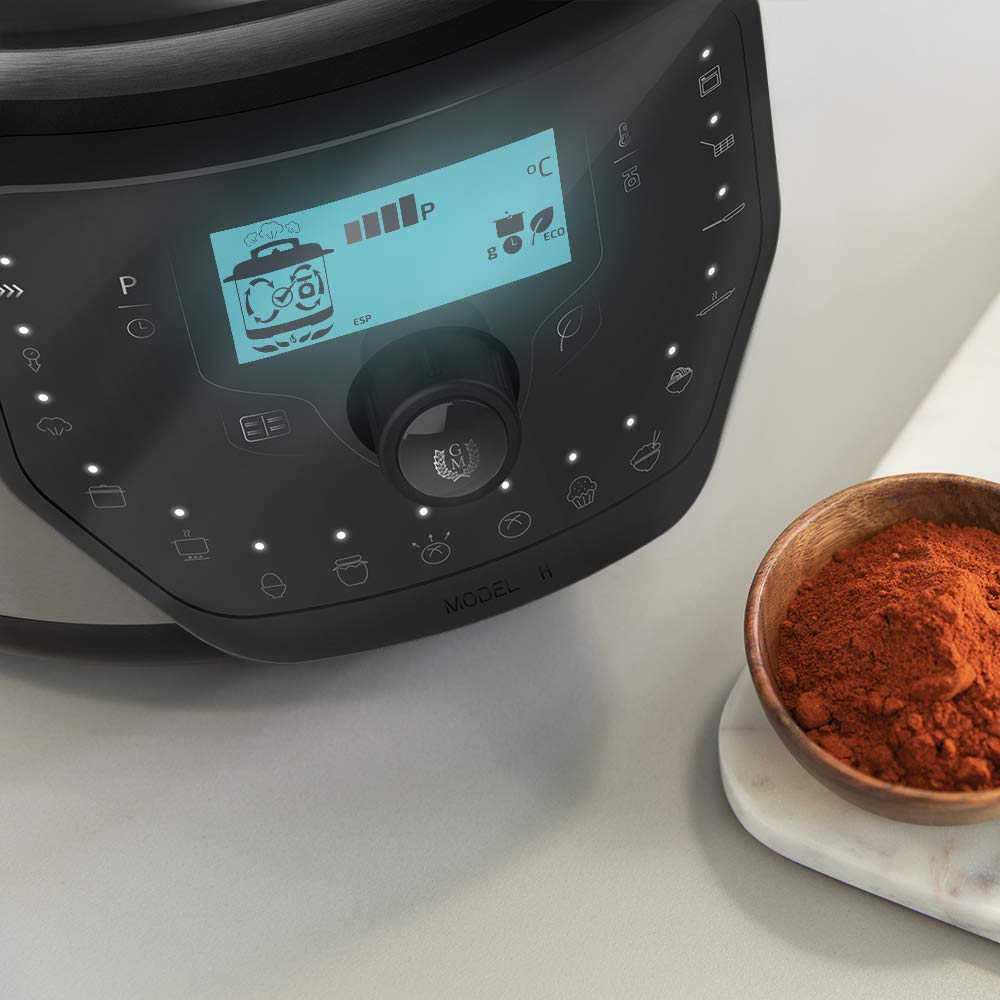 Cecotec Programmable Electric Pressure Cooker GM Model D, Multifunction, 6 Menus, Frying Function, Capacity of 6L, 70-125 kPa, Programmable 24h, Includes Recipe Book, 1000W, Steel and Black