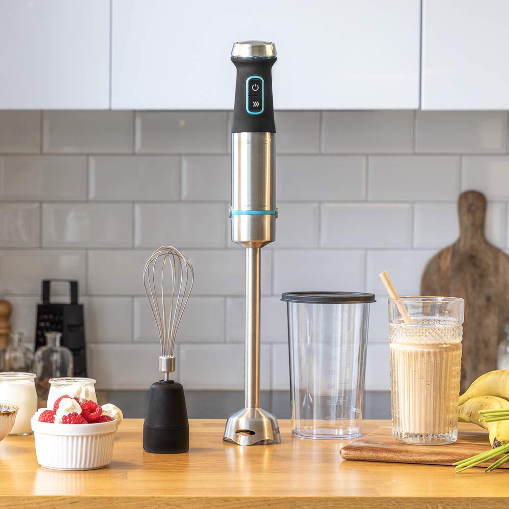 Cecotec Power TitanBlack 1500 XL PerfectCream&Crush Hand Blender, 1500 W, CrossBlades Technology with 4-Blade Blades, XL Foot, Includes Chopper, Whisk Sticks and Masher