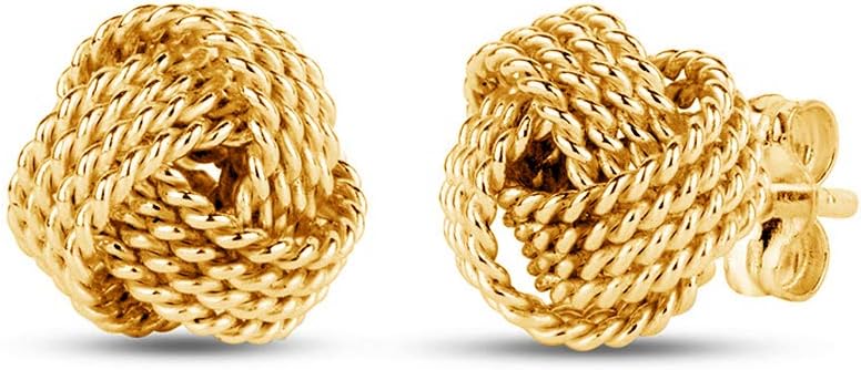 LeCalla Italian Silver Jewelry Stud Earring Twisted Design Wire Love Knot for Women