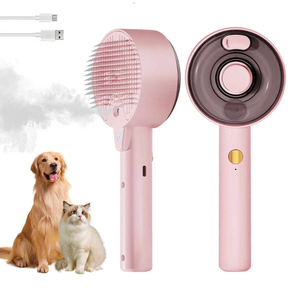 4 in 1 Steam Brush for Cats and Dogs - Self Cleaning with Water Reservoir - Pet Grooming and Massage