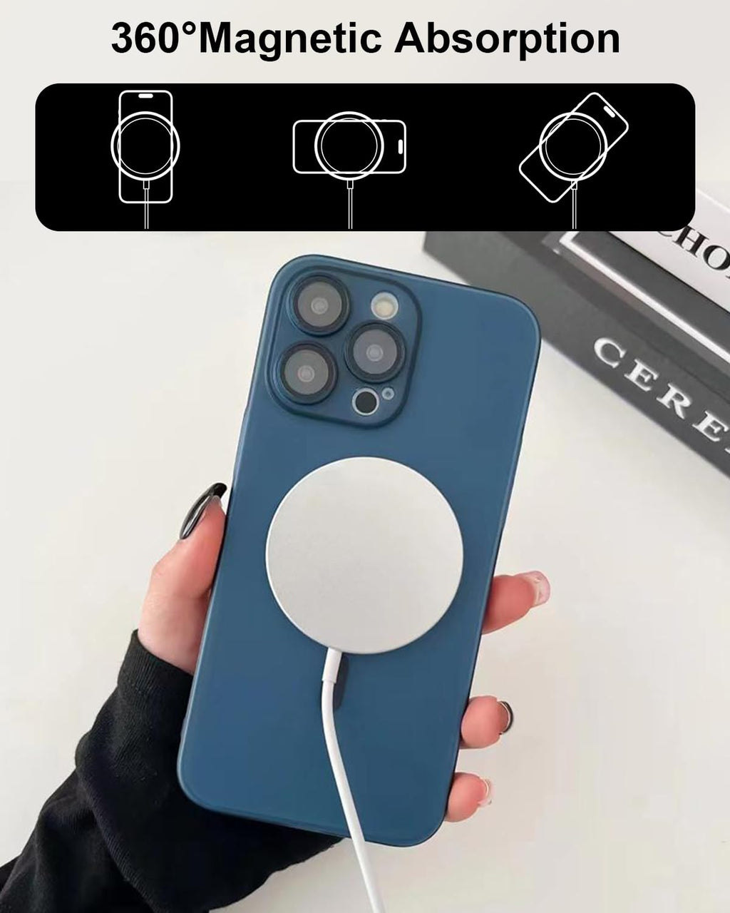 15W Wireless iPhone Charger, Mag-Safe Carregador Sem Fios Fast Charging Wireless iPhone Charger Wireless Charger for iPhone 17/16/15/14/13/12/11/Pro Max/XR/X/8 Series AirPods, Black