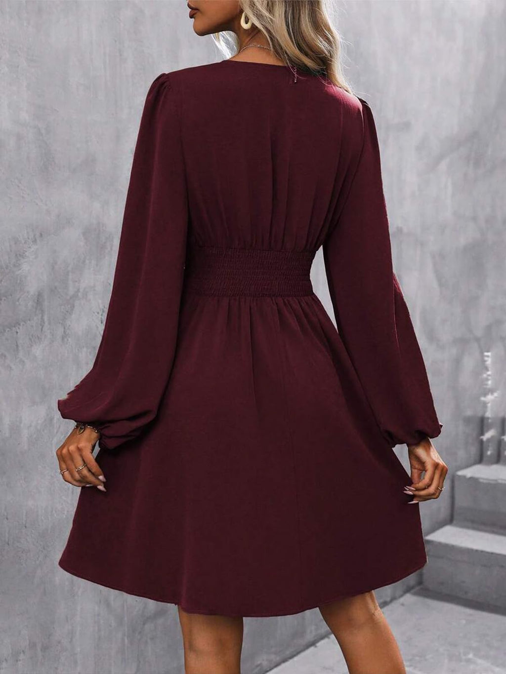Dress Long Sleeve/Short Sleeve Women Casual Long Dresses V Neck Elegant Lantern Sleeve Dress A-Line Butterfly Sleeves