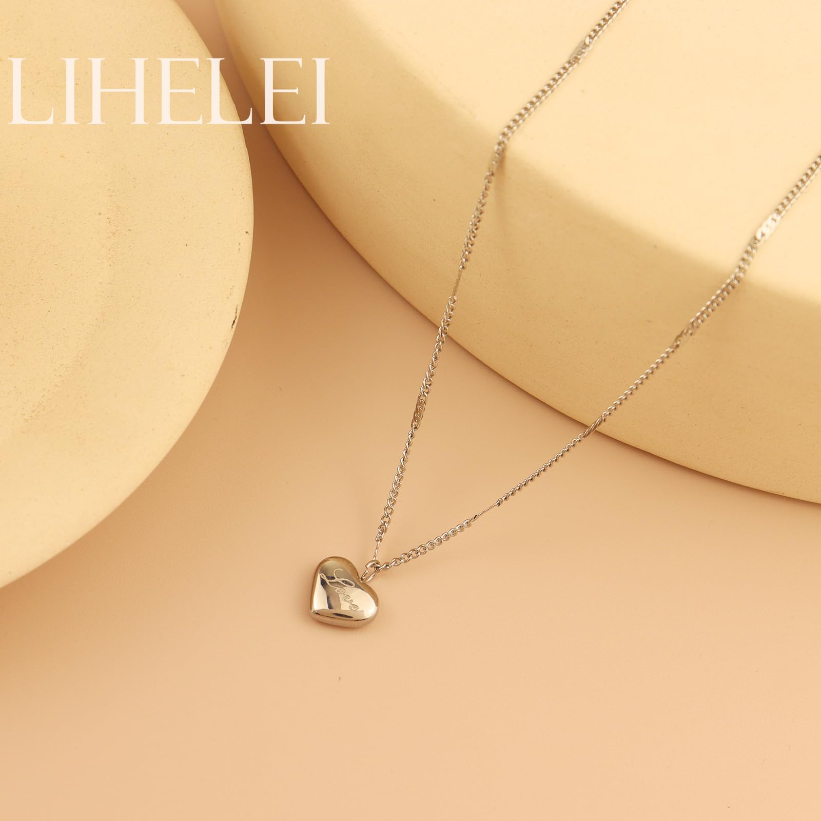 Heart Necklaces for Women, Silver Heart Necklace, Simple Choker, Fashion Jewelry, Birthday Gift for Mother Daughter - Gold and Silver