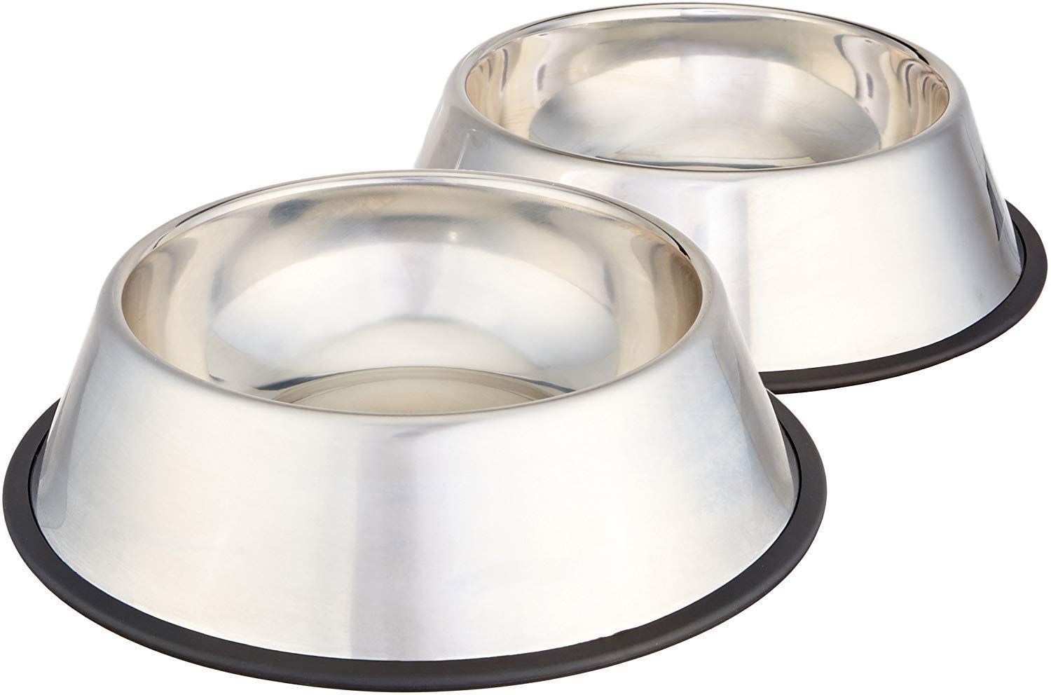 Amazon Basics Stainless Steel Dog Feeder with 2 Feeders, Silver