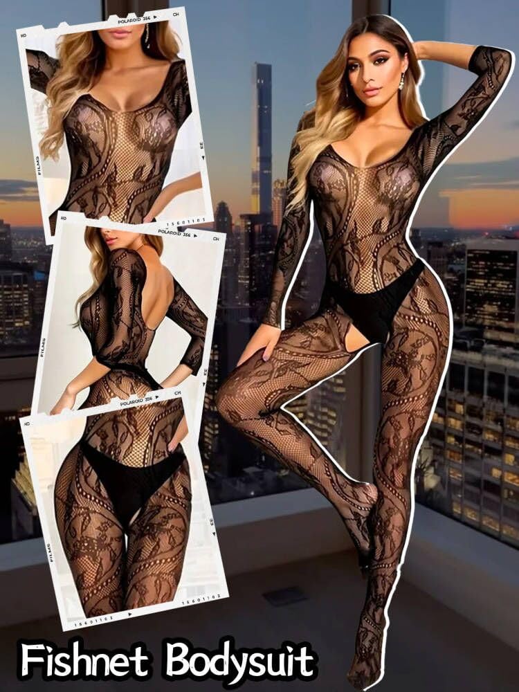 Buitifo mesh bodysuit woman plus size crotchless sexy sleepwear soft lingerie women