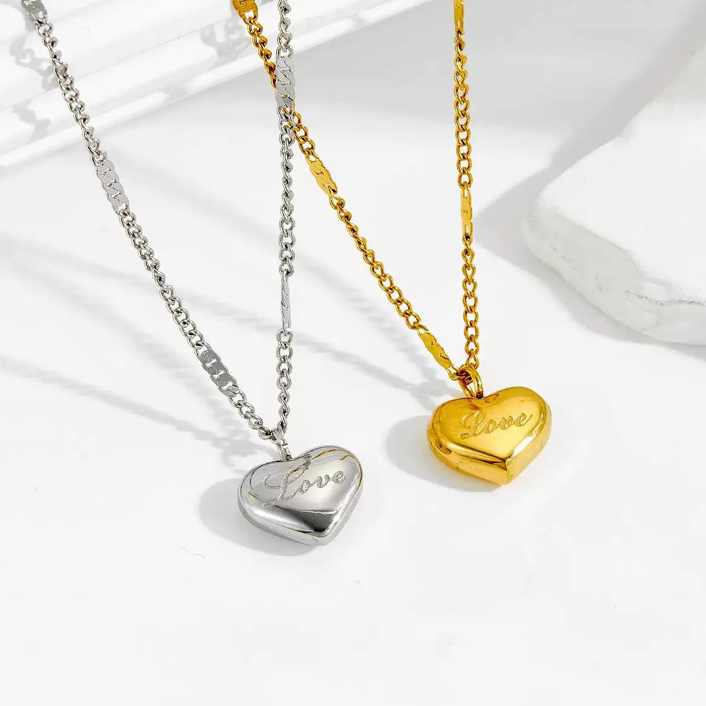 Heart Necklaces for Women, Silver Heart Necklace, Simple Choker, Fashion Jewelry, Birthday Gift for Mother Daughter - Gold and Silver