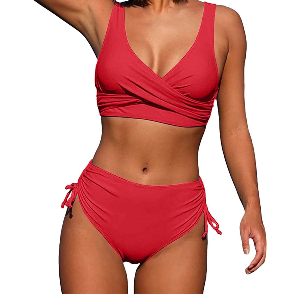 riou Women's Bikinis 2025 Push Up Cheap Halter Bikini Swimsuit Two Pieces Bra and Briefs High Waist Basic Tankinis Swimsuits Beachwear Brazilian Biqunis