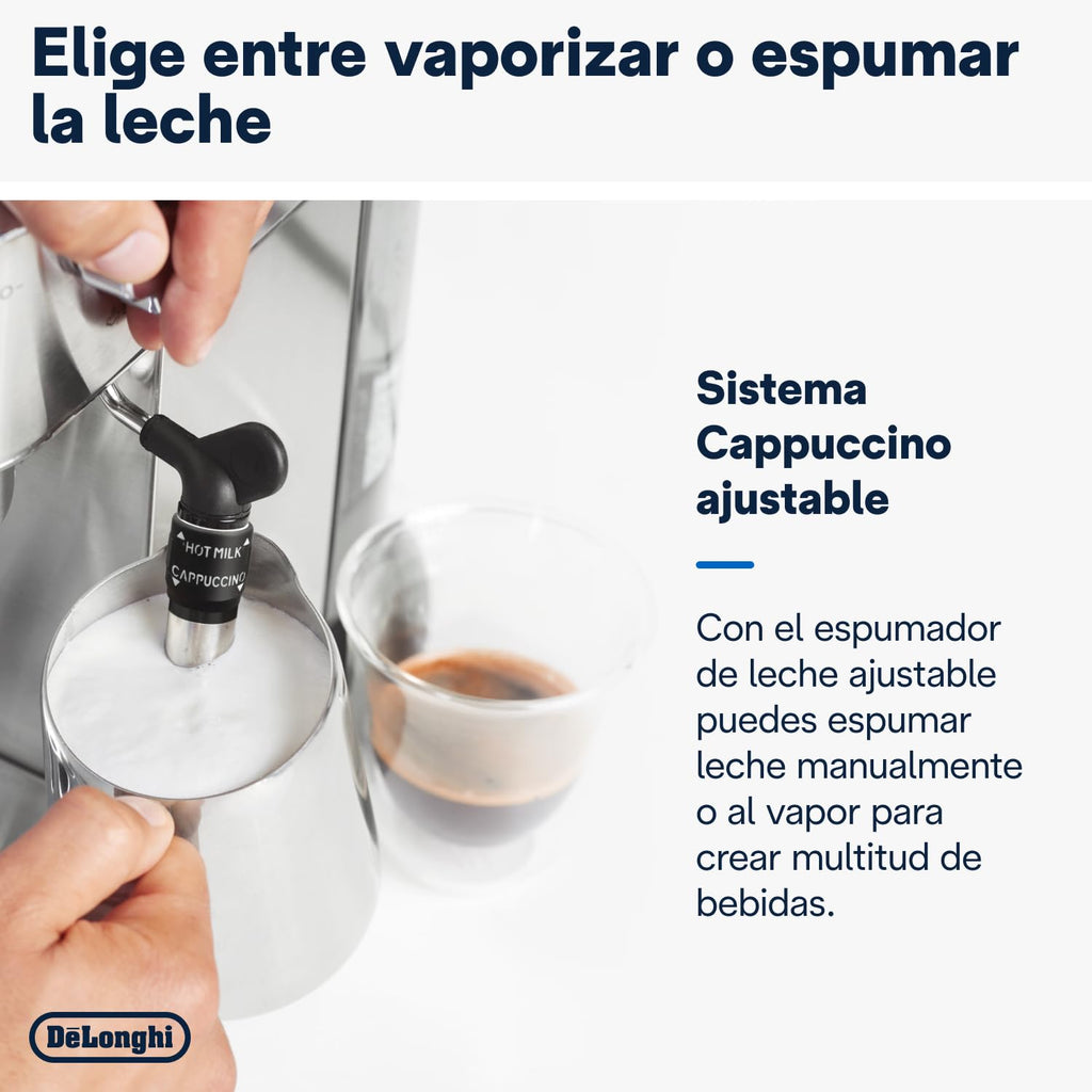 De'Longhi Dedica – Stainless Steel Pump Coffee Maker for Ground Coffee or Single Serve Coffee Maker, Espresso and Cappuccino, 1.3 Liter Reservoir, Anti-Drip System, EC685.BK, Black