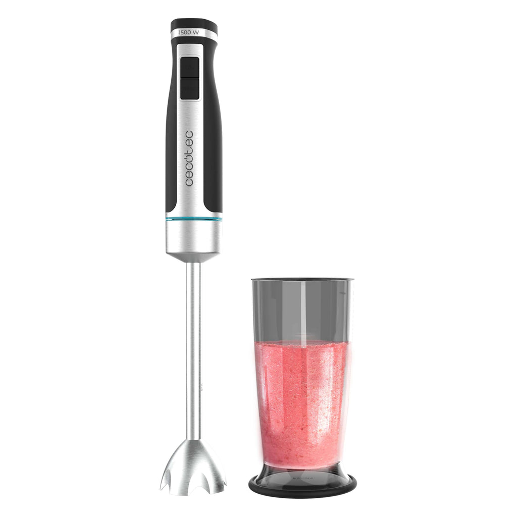 Cecotec Power TitanBlack 1500 XL PerfectCream&Crush Hand Blender, 1500 W, CrossBlades Technology with 4-Blade Blades, XL Foot, Includes Chopper, Whisk Sticks and Masher
