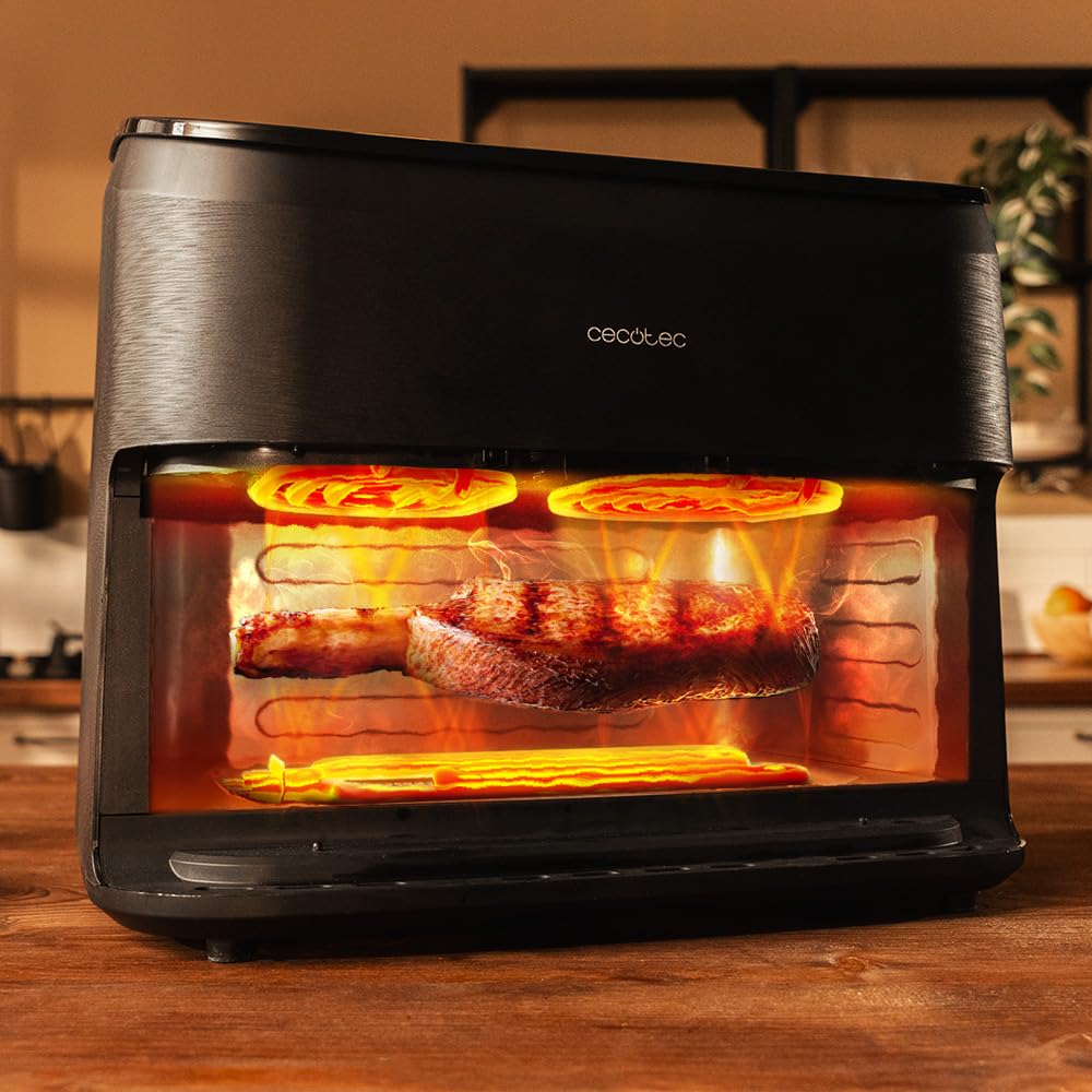 Cecotec Air Fryer 8L with Double Grill, Air Fryer, Cecofry&Grill Duoheat 8000. 2200W, Perfect Golden and Grill Flavor in Meat, Temperature between 80-200°C, 8 Menus and Window