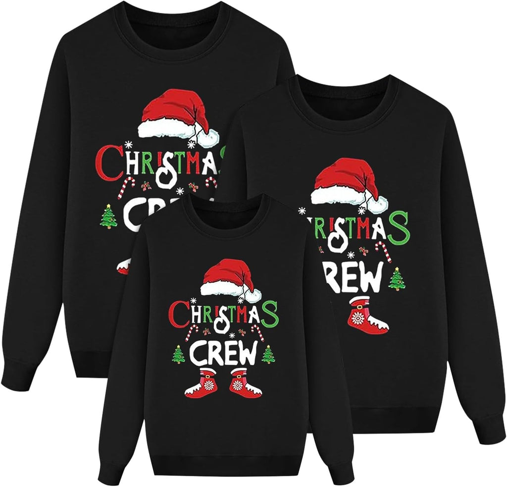 Sweater Christmas Family Woman Man Child Christmas Sweatshirts Family Round Neck Long Sleeve Christmas Sweater Winter Warm Christmas Jerseys for Couples Blouses Tops