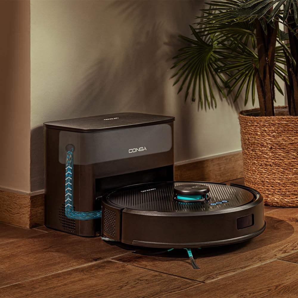 Cecotec Conga M50 Robot Vacuum Cleaner and Floor Scrubber, Laser Navigation, 5000Pa Suction Pressure, 3200 mAh Battery, Multifunction Brush for All Surfaces, Coverage up to 160 m²