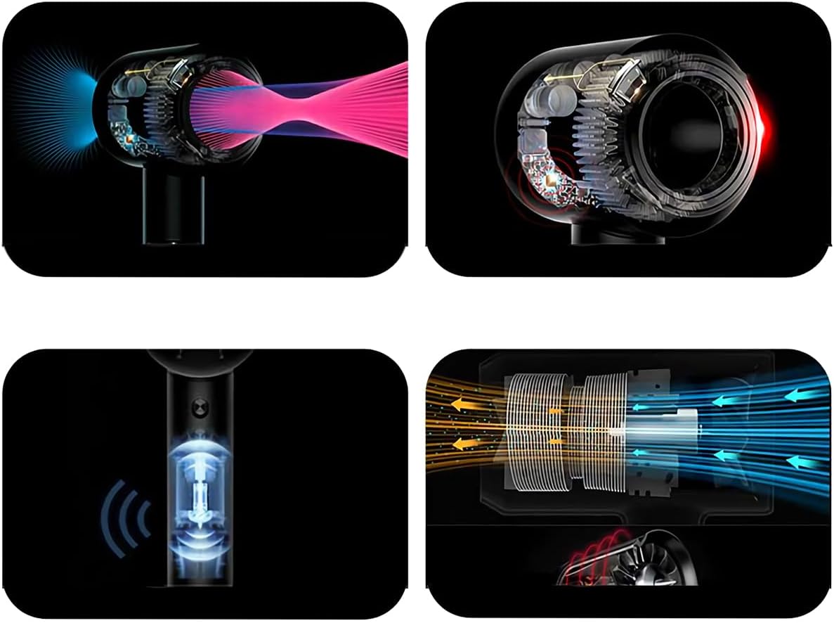 Secador de pelo profesional KLACK «Super Hair Dryer» de nueva generación, Concentrador, Difusor, Alisador y Soporte de pared, Tecnología Iónica, Silencioso, 3 velocidades, Frio y Calor