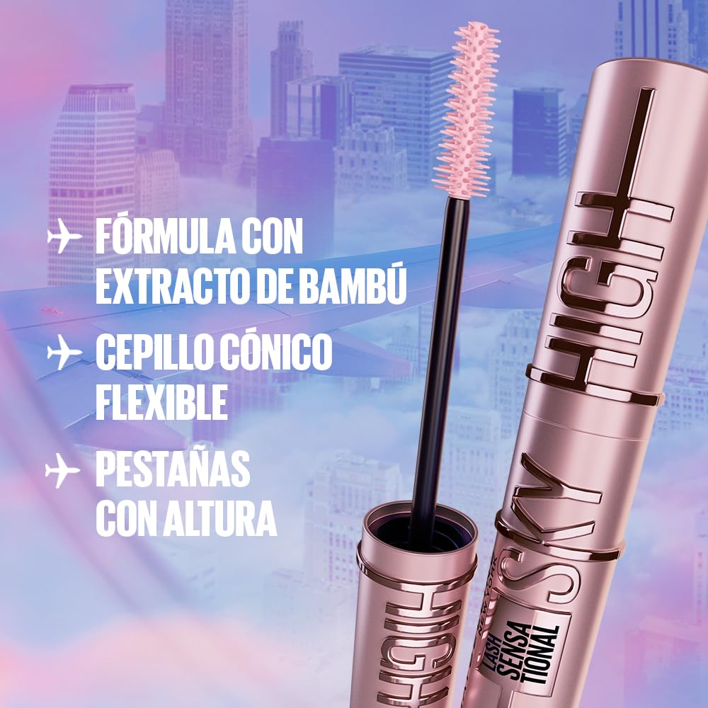 Maybelline New York Lash Sensational Sky High Mascara with Flexible Brush and Bamboo Extract, Extreme Volume and Length for Long and Defined Eyelashes, 5ml, Shade 01, Black