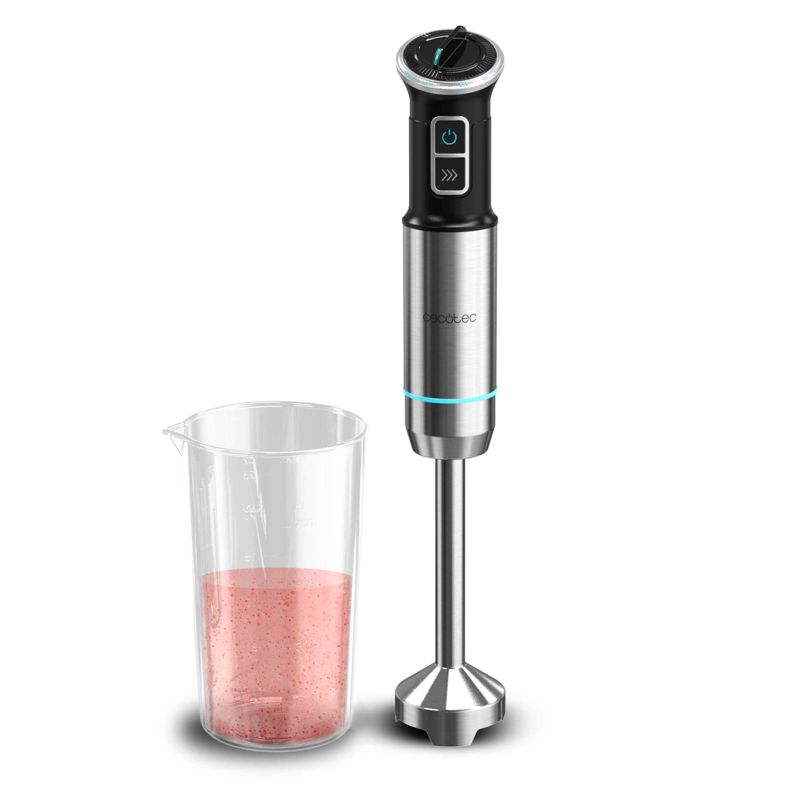 Cecotec Power TitanBlack 1500 XL PerfectCream&Crush Hand Blender, 1500 W, CrossBlades Technology with 4-Blade Blades, XL Foot, Includes Chopper, Whisk Sticks and Masher