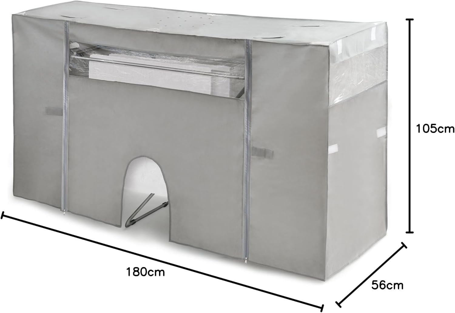 Rayen | Drying Rack Cover with Heater | Quick Drying | Minimum Consumption | Extendable | Plug | Grey | Measurements: 105-180 x 56 x 106 cm, 1 Unit