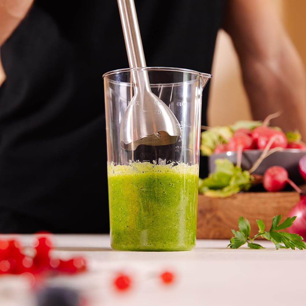 Cecotec Power TitanBlack 1500 XL PerfectCream&Crush Hand Blender, 1500 W, CrossBlades Technology with 4-Blade Blades, XL Foot, Includes Chopper, Whisk Sticks and Masher