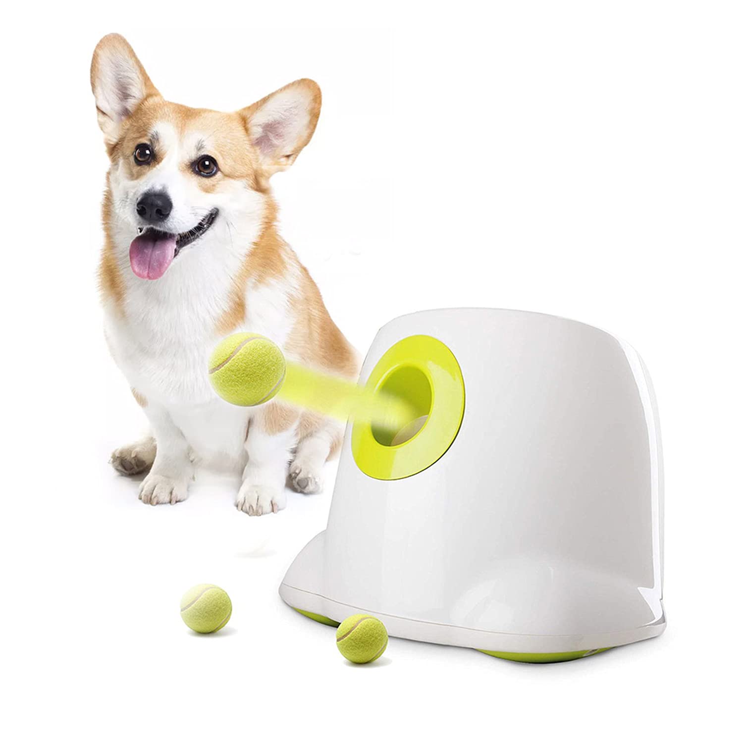 ALL FOR PAWS Automatic Ball Launcher for Dogs - Interactive Ball Throwing Machine with 3 2" Tennis Balls Included, for Small and Medium Dogs, Interactive Dog Toy