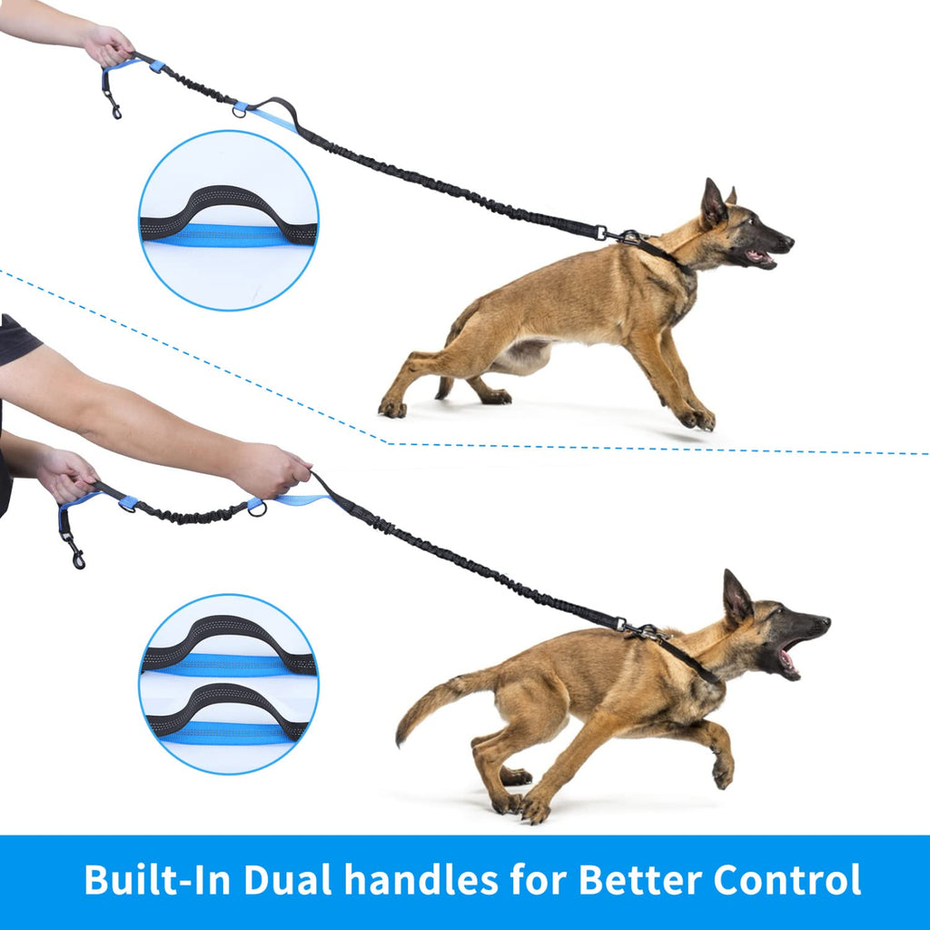 Nobleza Elastic Hands-Free Dog Leash with Pocket, Retractable Dog Leash with Double Elastic Rope, Adjustable Belt, Reflective Band
