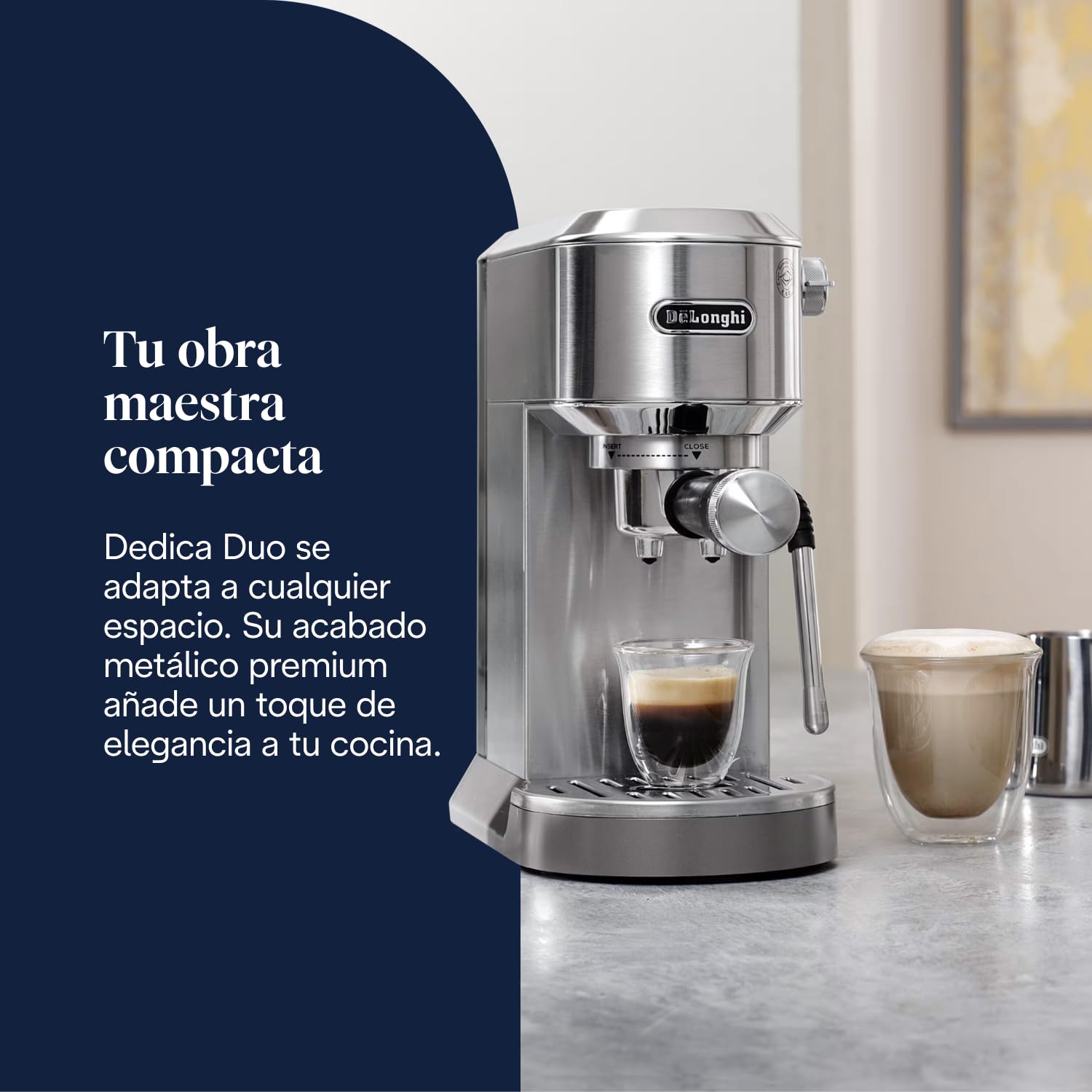 De'Longhi Dedica – Stainless Steel Pump Coffee Maker for Ground Coffee or Single Serve Coffee Maker, Espresso and Cappuccino, 1.3 Liter Reservoir, Anti-Drip System, EC685.BK, Black