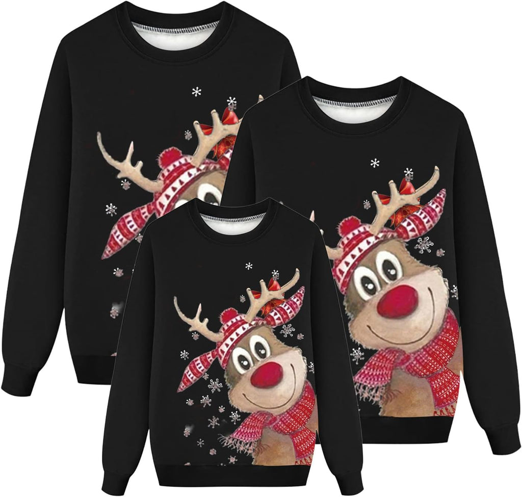 Sweater Christmas Family Woman Man Child Christmas Sweatshirts Family Round Neck Long Sleeve Christmas Sweater Winter Warm Christmas Jerseys for Couples Blouses Tops