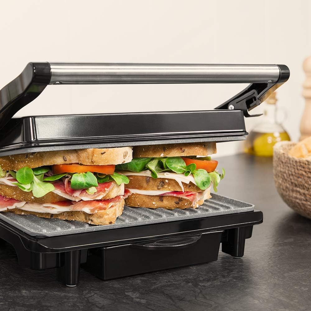 Cecotec Rock'Ngrill 1500 Rapid Electric Grill, 1500 W, Rockstone Coating, Height Adaptable Top Plate, Grease Tray, Eco Coating, 12.4X30.8X33.2 Cm