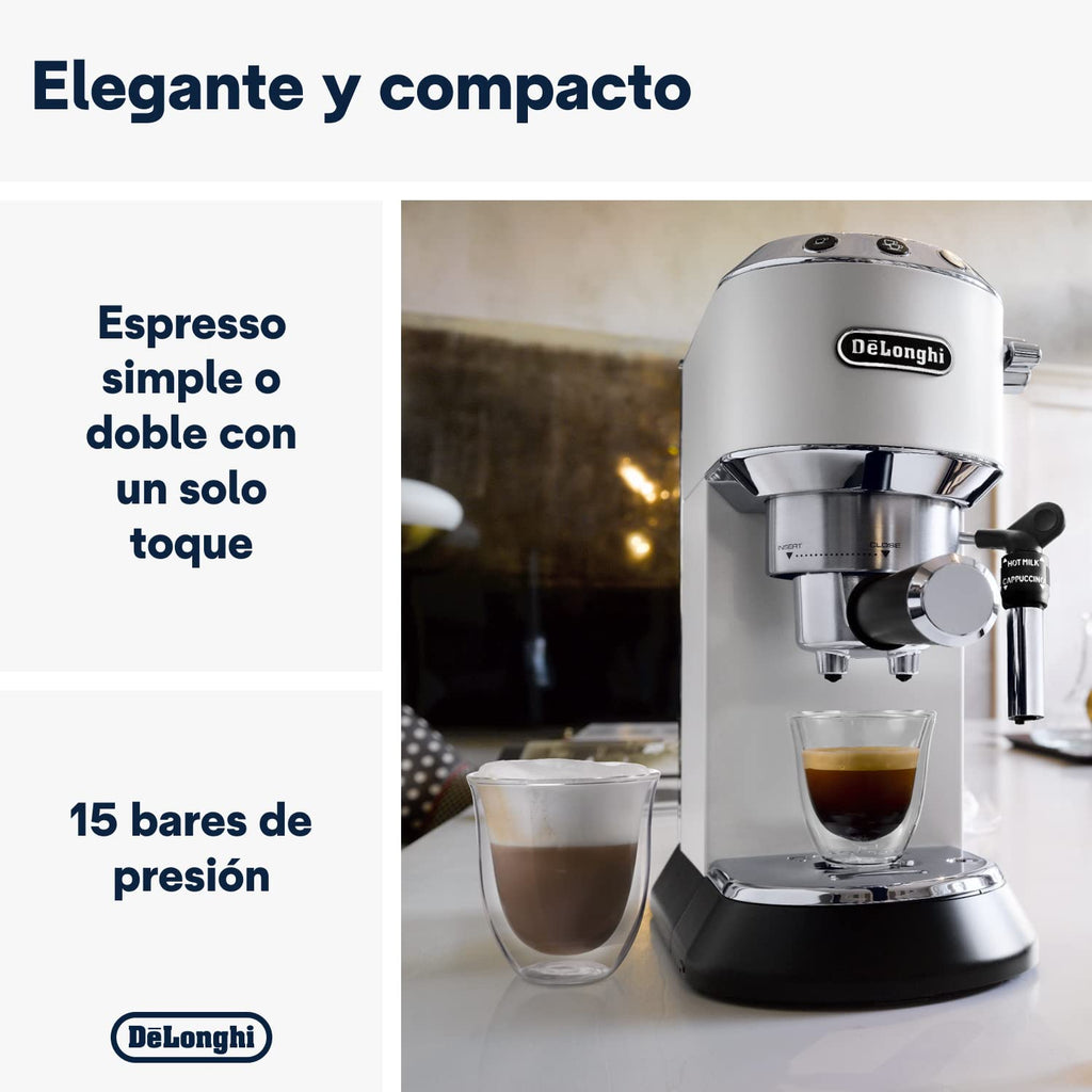 De'Longhi Dedica – Stainless Steel Pump Coffee Maker for Ground Coffee or Single Serve Coffee Maker, Espresso and Cappuccino, 1.3 Liter Reservoir, Anti-Drip System, EC685.BK, Black