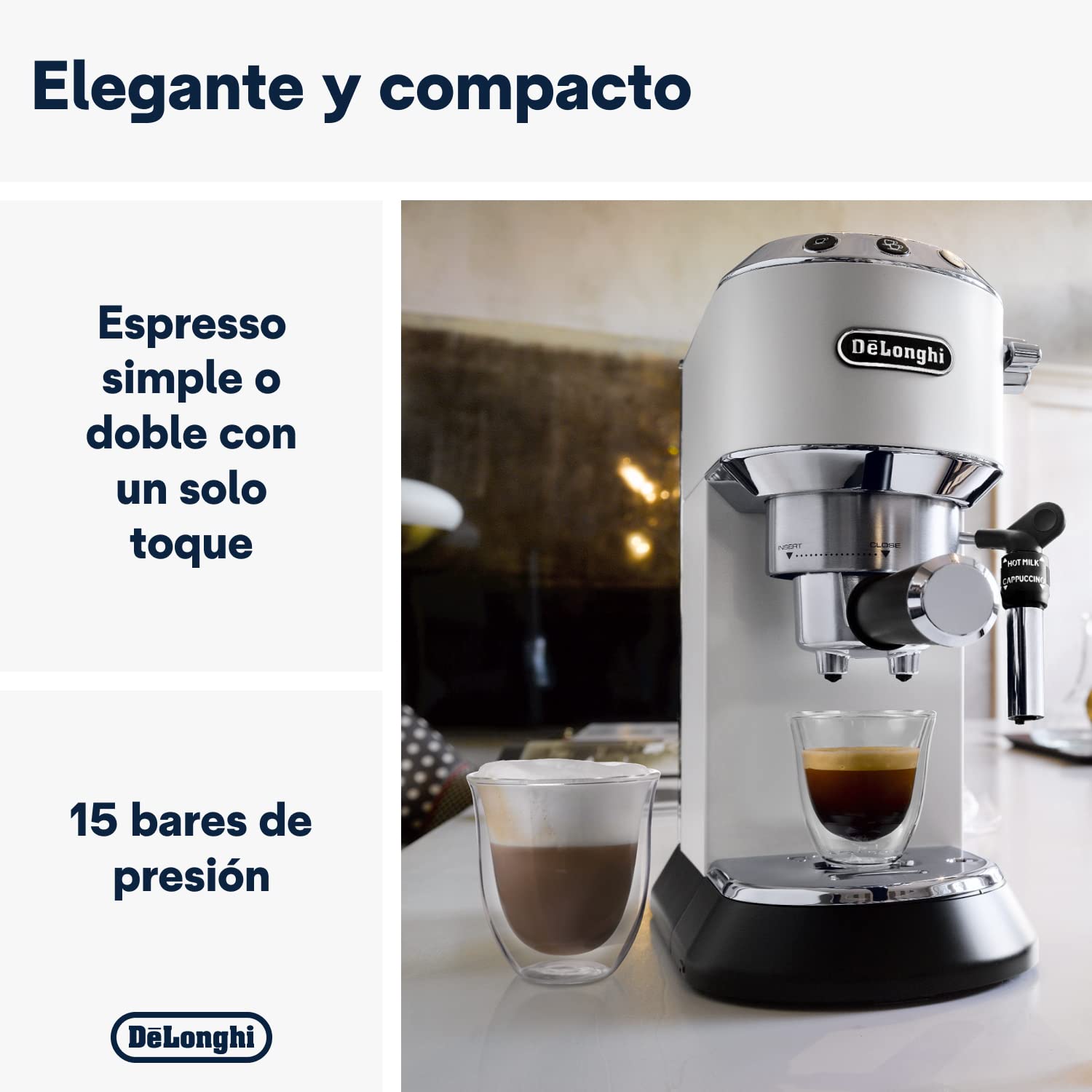 De'Longhi Dedica – Stainless Steel Pump Coffee Maker for Ground Coffee or Single Serve Coffee Maker, Espresso and Cappuccino, 1.3 Liter Reservoir, Anti-Drip System, EC685.BK, Black