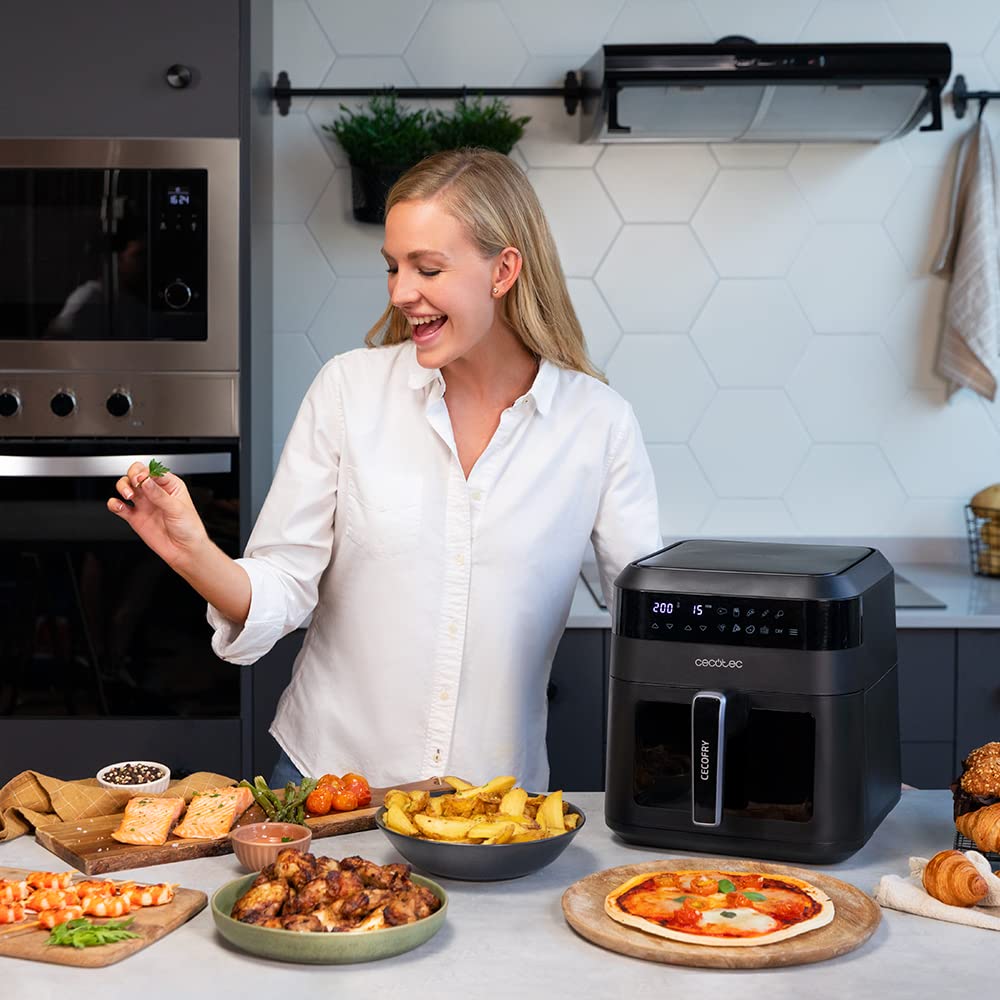 Cecotec Air Fryer 8L with Double Grill, Air Fryer, Cecofry&Grill Duoheat 8000. 2200W, Perfect Golden and Grill Flavor in Meat, Temperature between 80-200°C, 8 Menus and Window