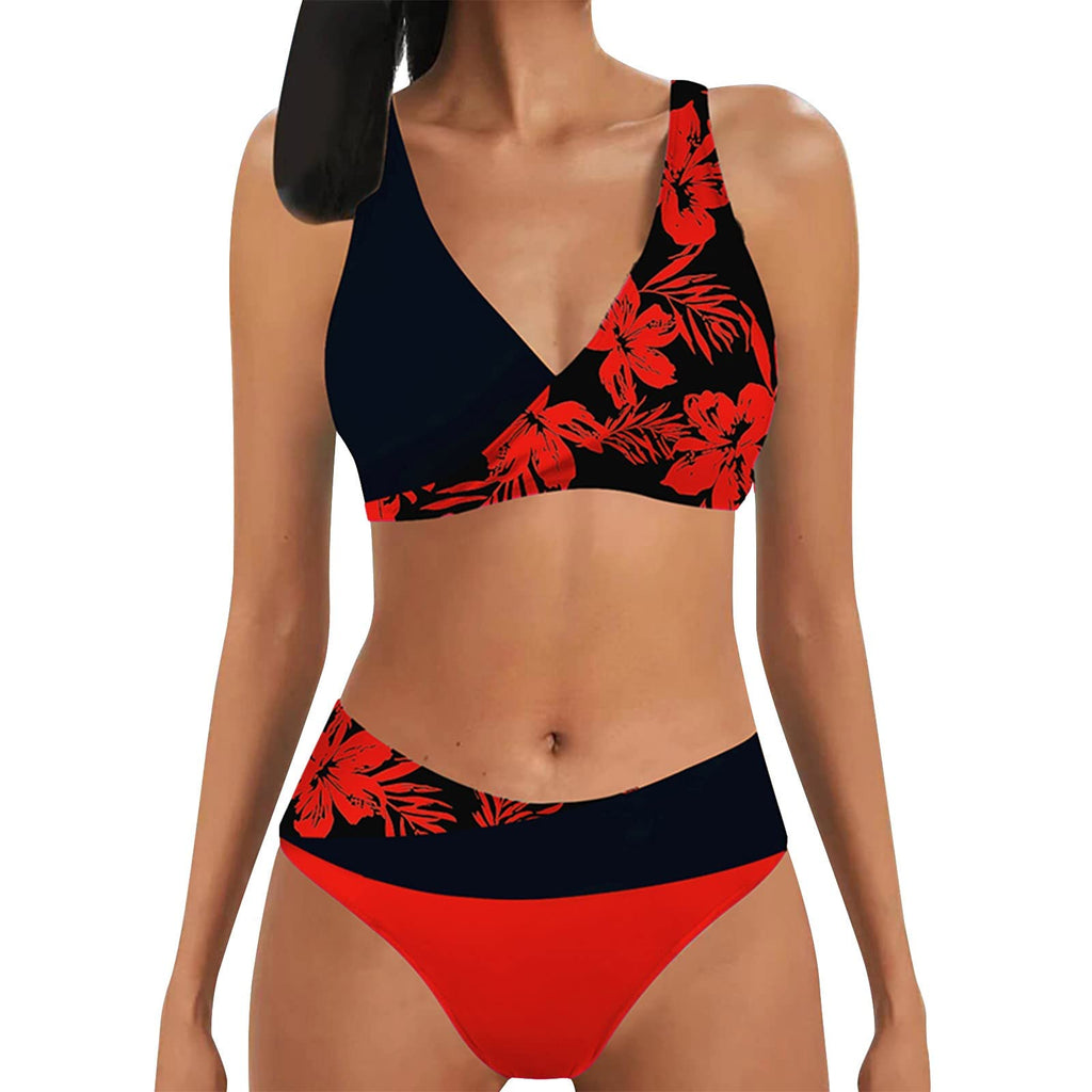 riou Women's Bikinis 2025 Push Up Cheap Halter Bikini Swimsuit Two Pieces Bra and Briefs High Waist Basic Tankinis Swimsuits Beachwear Brazilian Biqunis