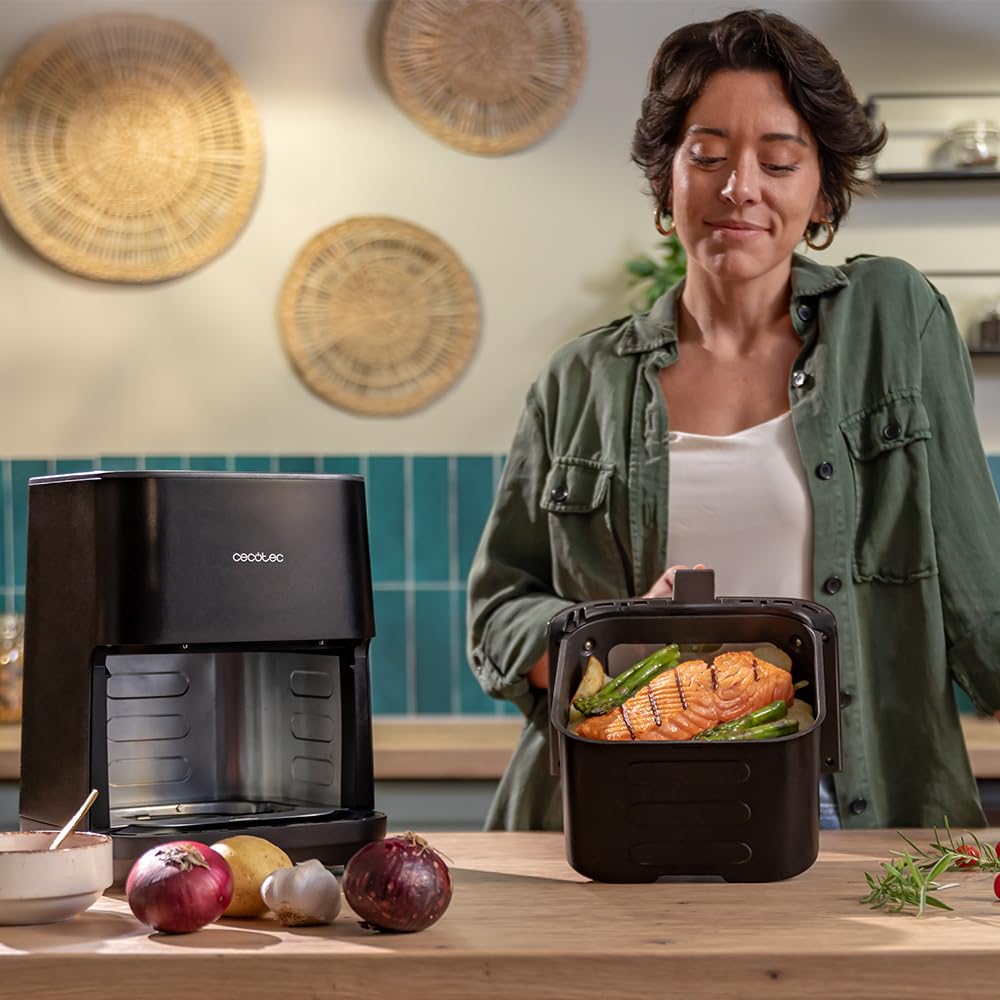 Cecotec Air Fryer 8L with Double Grill, Air Fryer, Cecofry&Grill Duoheat 8000. 2200W, Perfect Golden and Grill Flavor in Meat, Temperature between 80-200°C, 8 Menus and Window