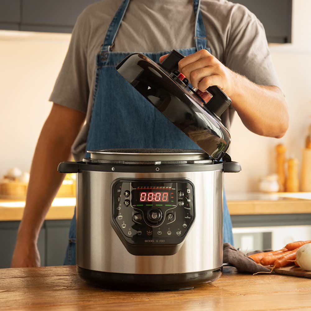 Cecotec Programmable Electric Pressure Cooker GM Model D, Multifunction, 6 Menus, Frying Function, Capacity of 6L, 70-125 kPa, Programmable 24h, Includes Recipe Book, 1000W, Steel and Black