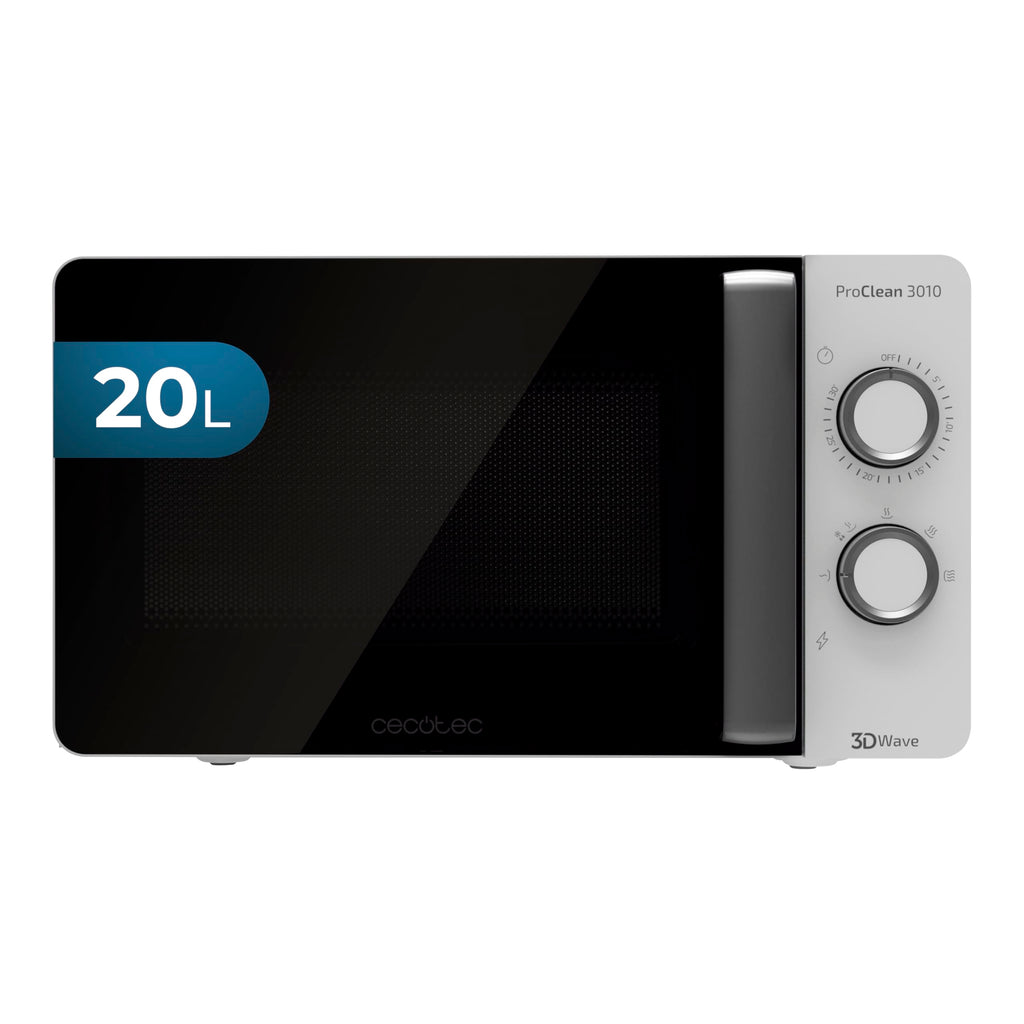 Cecotec ProClean 3010 Microwave, 700 W, 20 L Capacity, Ready2Clean Coating, 3DWave Technology, Defrost Mode, 6 Power Levels, Timer 30 mins