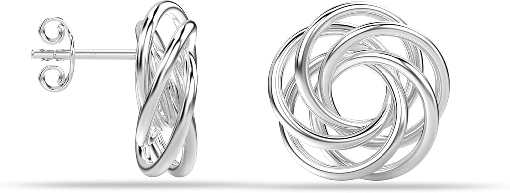 LeCalla Italian Silver Jewelry Stud Earring Twisted Design Wire Love Knot for Women