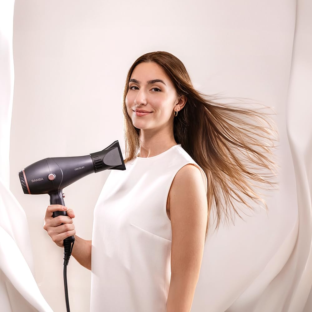 Cecotec Bamba IoniCare 5200 Aura Black Ionic Hair Dryer. 2300W, Concentrator and Diffuser, Frizz Free Hair, DC Motor, Real Ion, High Air Flow, 2 Speeds and 3 Temperatures