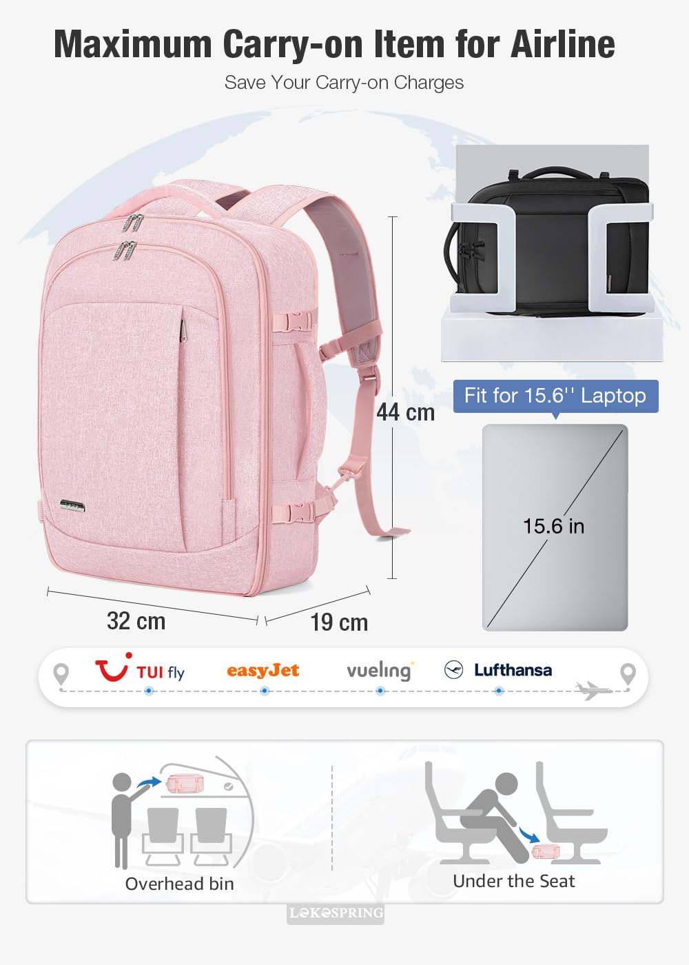 Travel Backpack Cabin Airplane 40x20x25 | Travel Backpack Woman Man - Travel Suitcases Cabin with 6 Organizer Bags - Holidays Business Travel School