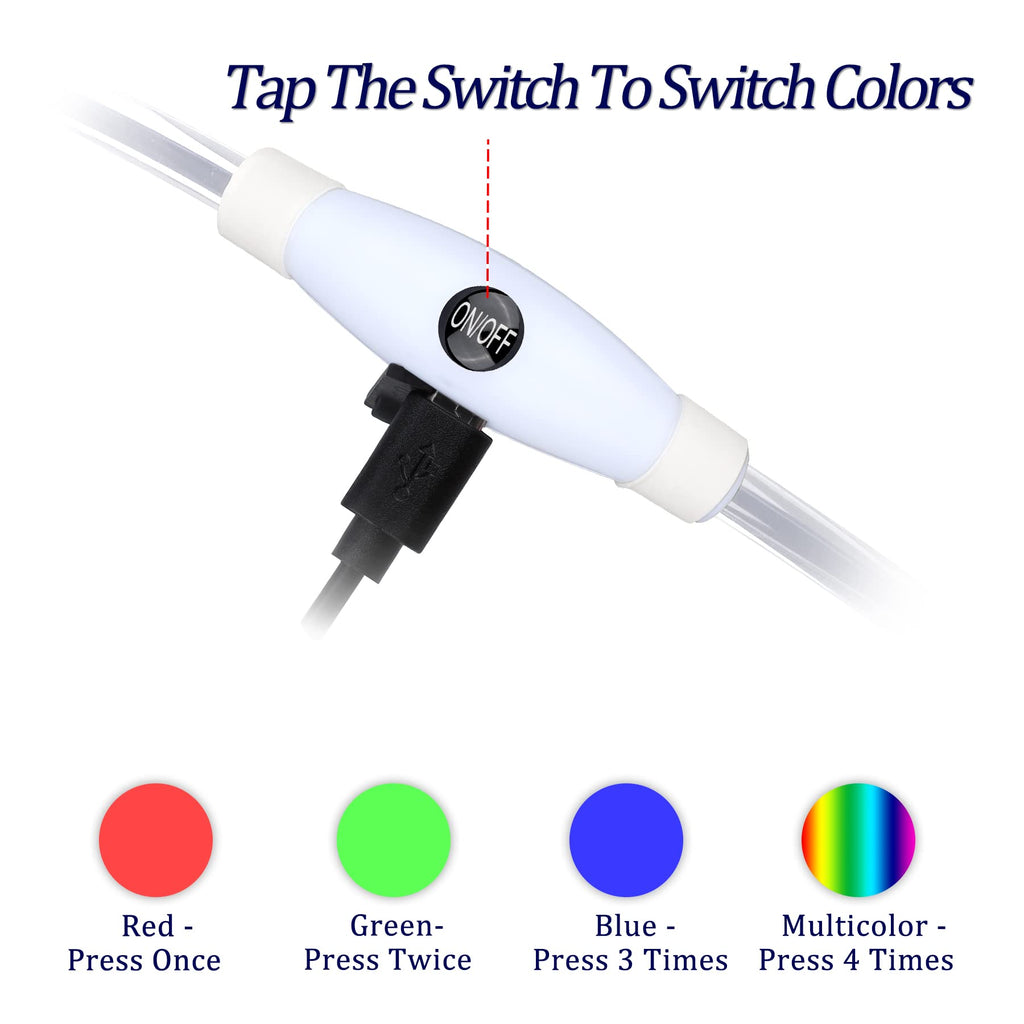 Coolzon Rechargeable and Waterproof Luminous Dog Collar with 3 Light Modes, Adjustable Length LED Collars for Dogs Cats Small Medium Large, Red