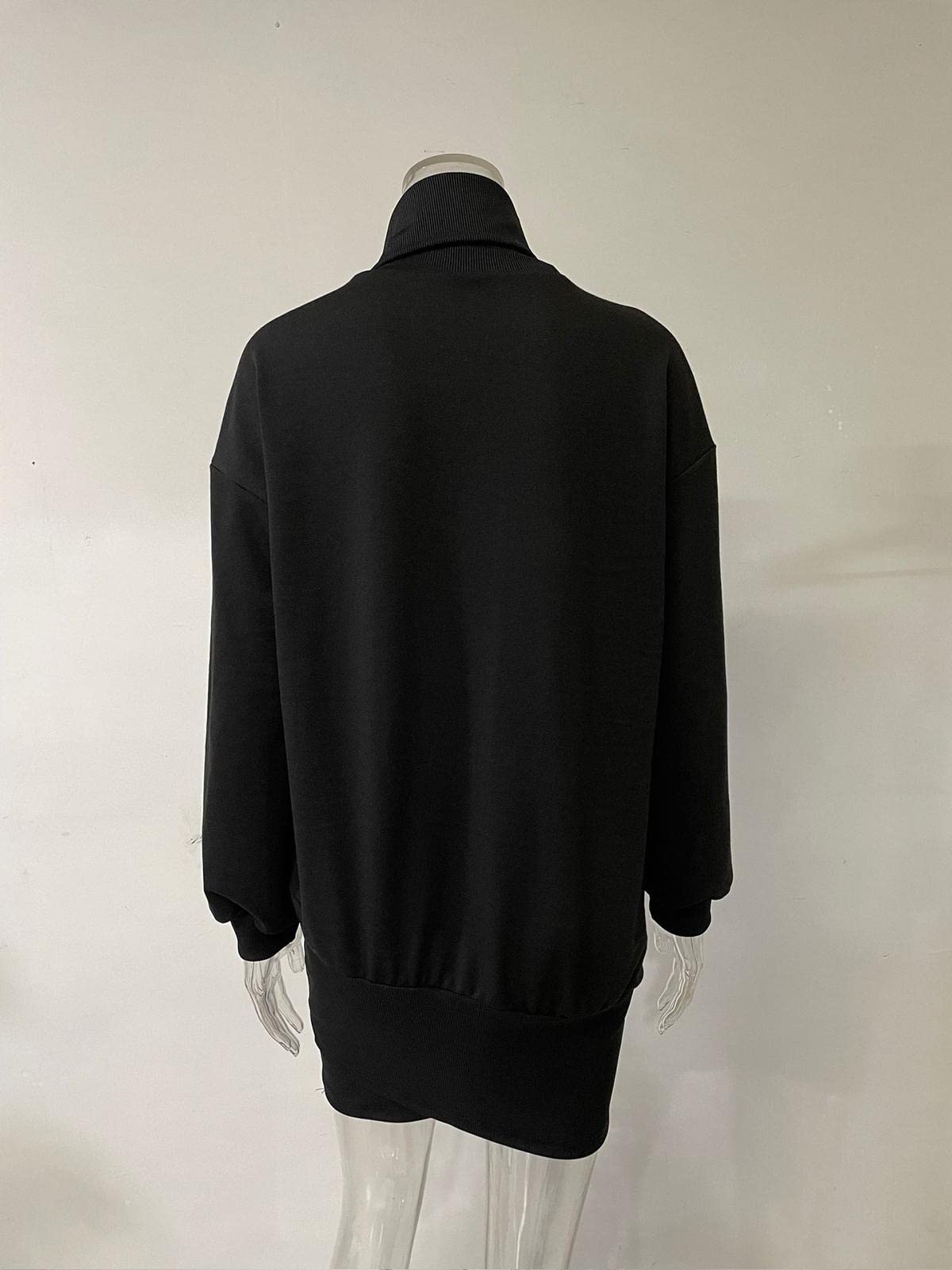 Knitted Dress for Women Elegant Sweater Dress High Neck Pullover Long Sleeve A-Line for Autumn Winter Dress