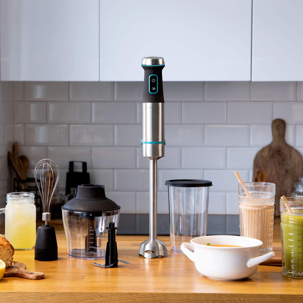 Cecotec Power TitanBlack 1500 XL PerfectCream&Crush Hand Blender, 1500 W, CrossBlades Technology with 4-Blade Blades, XL Foot, Includes Chopper, Whisk Sticks and Masher