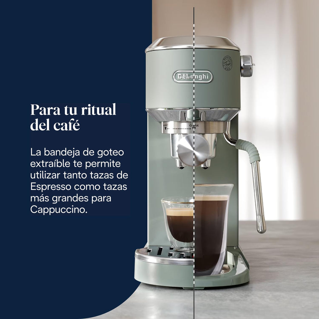 De'Longhi Dedica – Stainless Steel Pump Coffee Maker for Ground Coffee or Single Serve Coffee Maker, Espresso and Cappuccino, 1.3 Liter Reservoir, Anti-Drip System, EC685.BK, Black