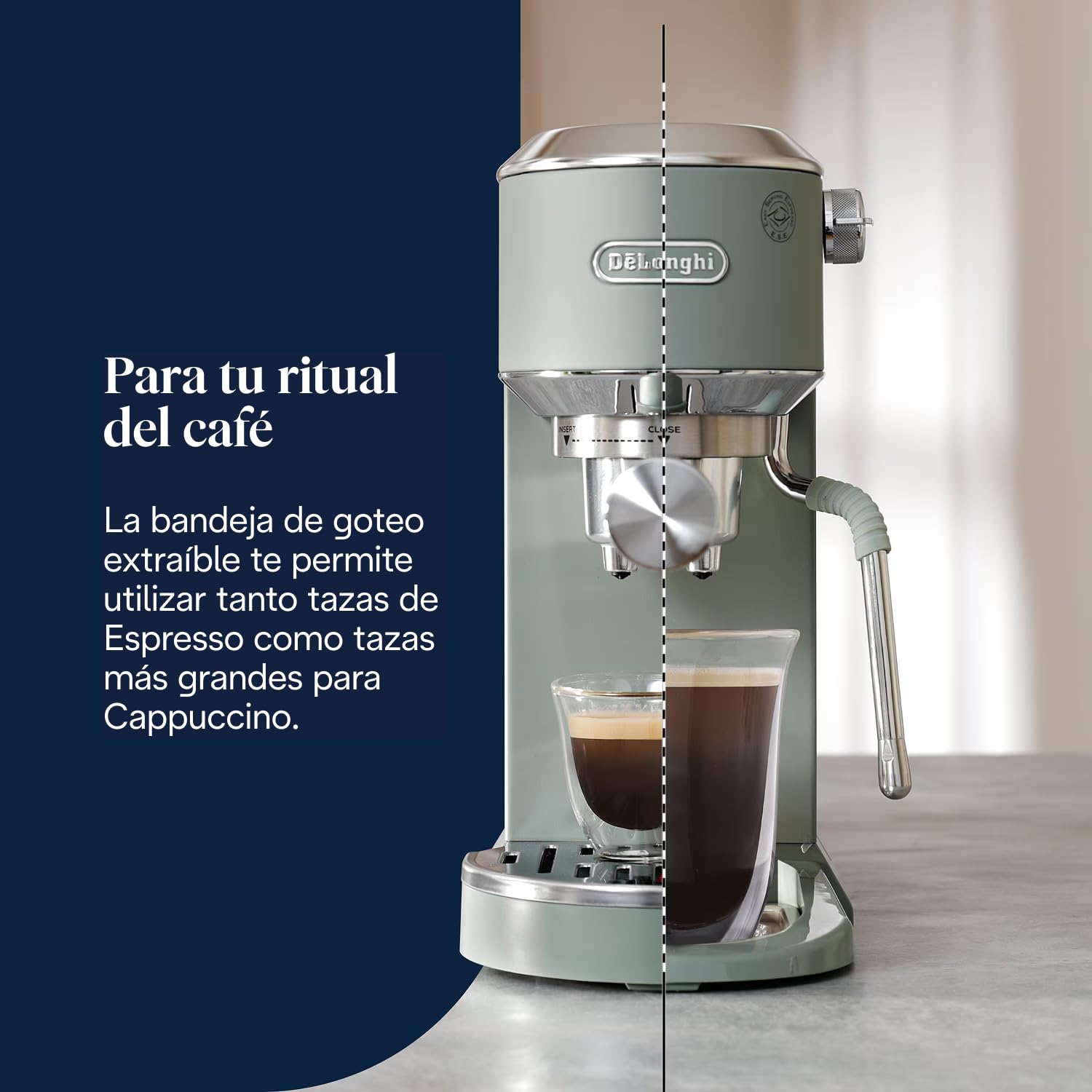 De'Longhi Dedica – Stainless Steel Pump Coffee Maker for Ground Coffee or Single Serve Coffee Maker, Espresso and Cappuccino, 1.3 Liter Reservoir, Anti-Drip System, EC685.BK, Black