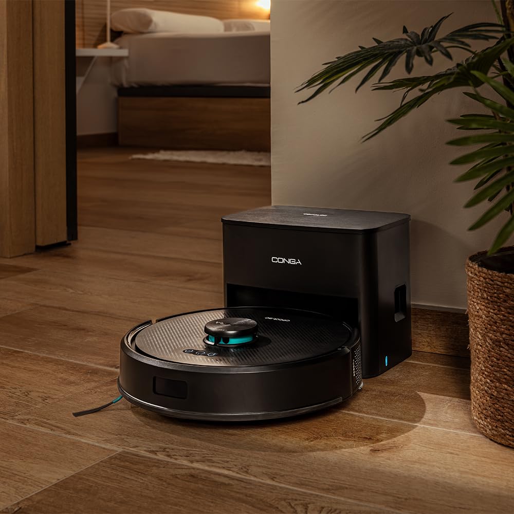 Cecotec Conga M50 Robot Vacuum Cleaner and Floor Scrubber, Laser Navigation, 5000Pa Suction Pressure, 3200 mAh Battery, Multifunction Brush for All Surfaces, Coverage up to 160 m²