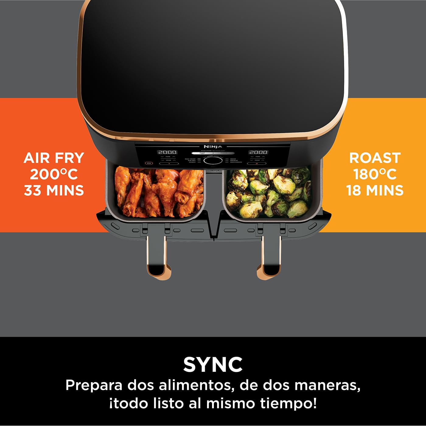 Ninja Foodi [AF300EU] Dual Zone Air Fryer, 2470 W, 7.6 liters, Plastic, Black