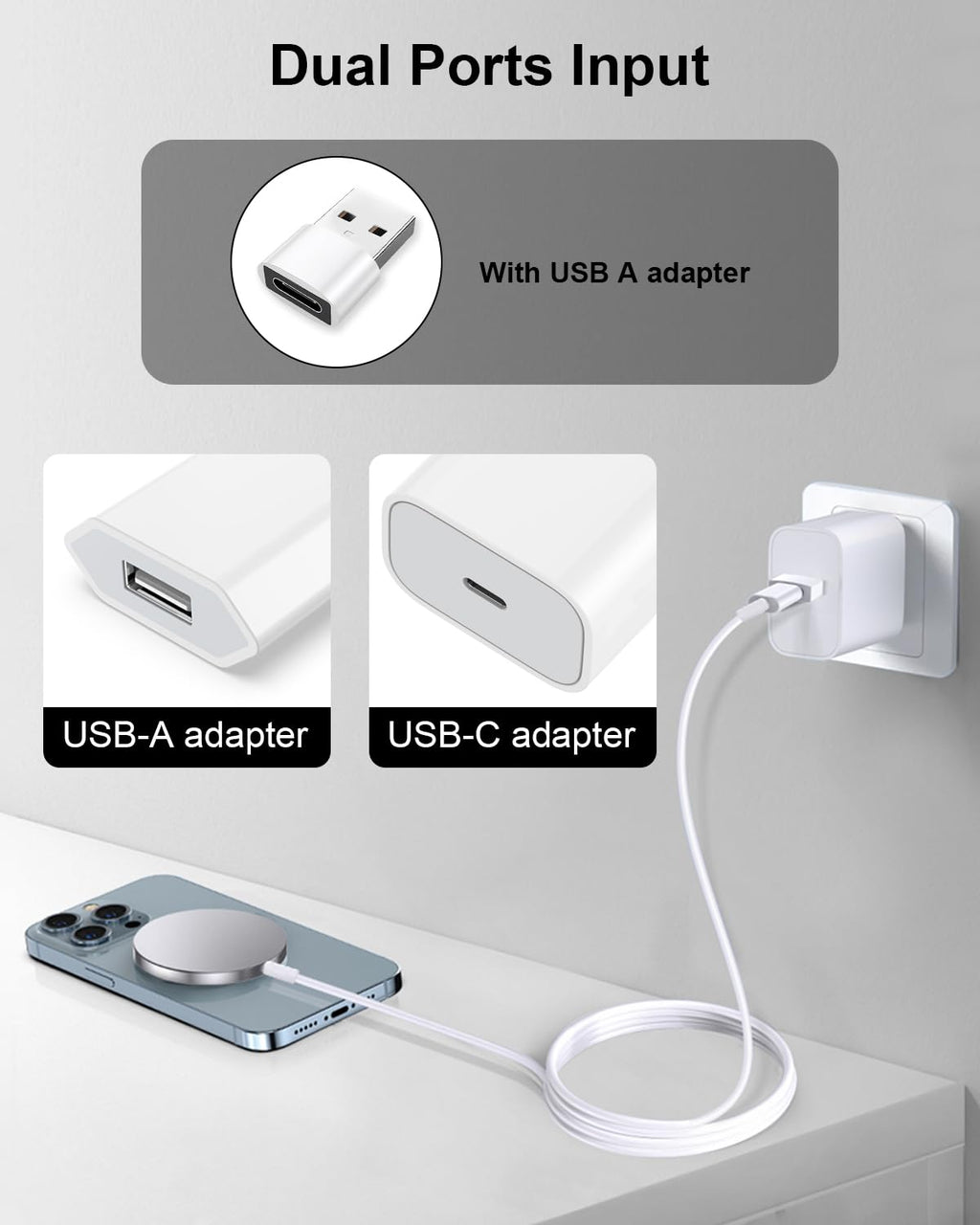 15W Wireless iPhone Charger, Mag-Safe Carregador Sem Fios Fast Charging Wireless iPhone Charger Wireless Charger for iPhone 17/16/15/14/13/12/11/Pro Max/XR/X/8 Series AirPods, Black