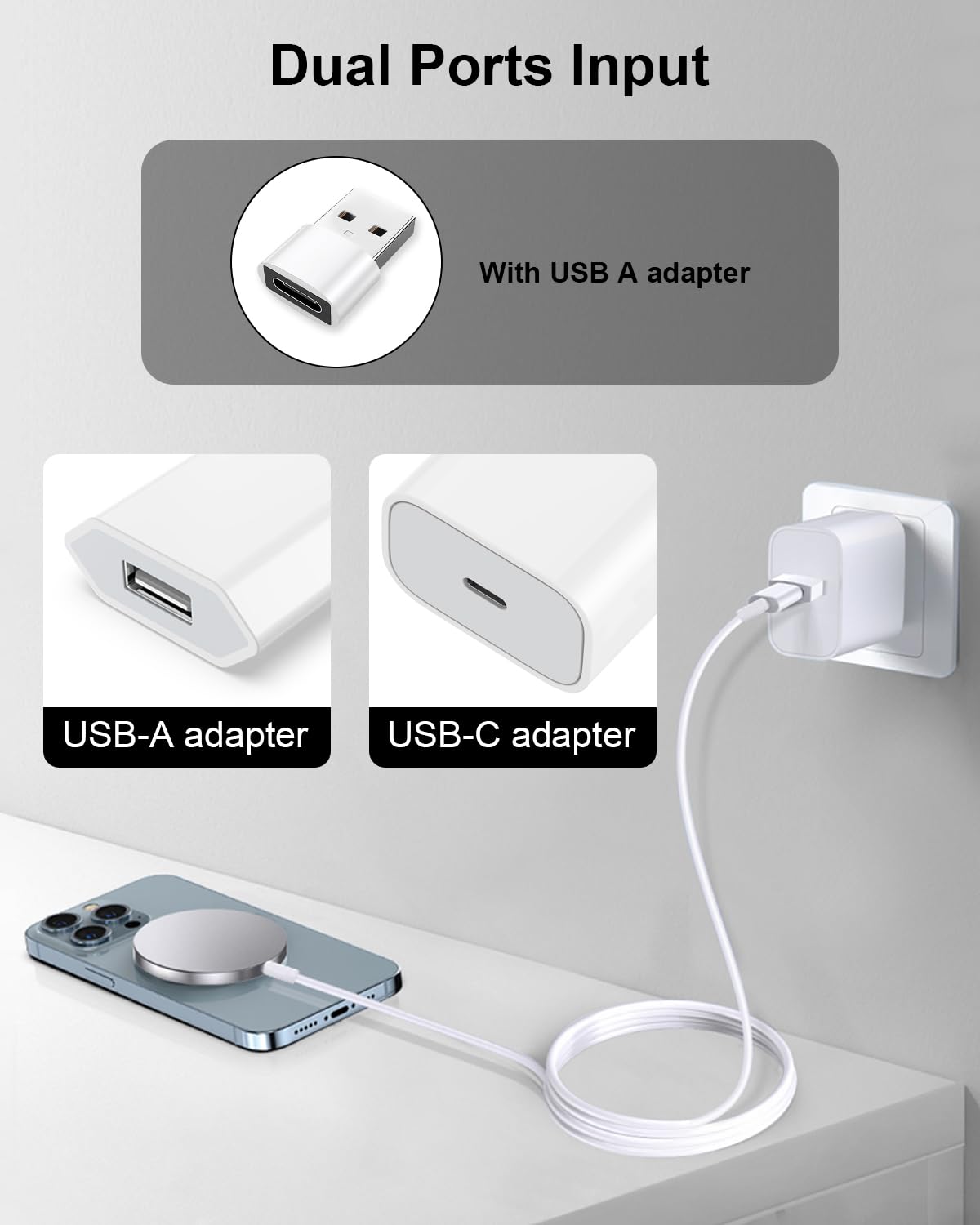 15W Wireless iPhone Charger, Mag-Safe Carregador Sem Fios Fast Charging Wireless iPhone Charger Wireless Charger for iPhone 17/16/15/14/13/12/11/Pro Max/XR/X/8 Series AirPods, Black