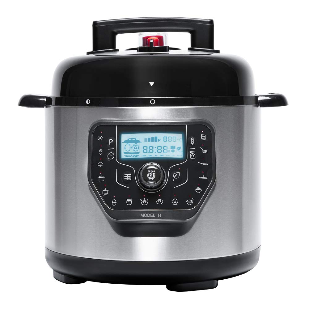 Cecotec Programmable Electric Pressure Cooker GM Model D, Multifunction, 6 Menus, Frying Function, Capacity of 6L, 70-125 kPa, Programmable 24h, Includes Recipe Book, 1000W, Steel and Black